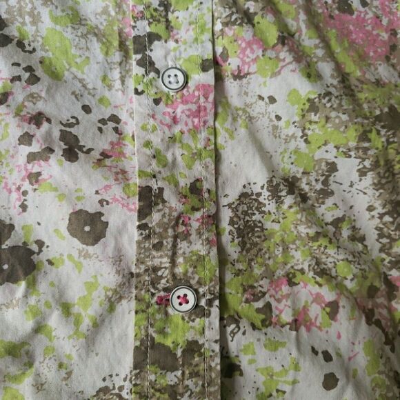 Eddie Bauer Shirt White Floral Button Front Long Sleeve Cotton Women's Size S - Picture 10 of 10